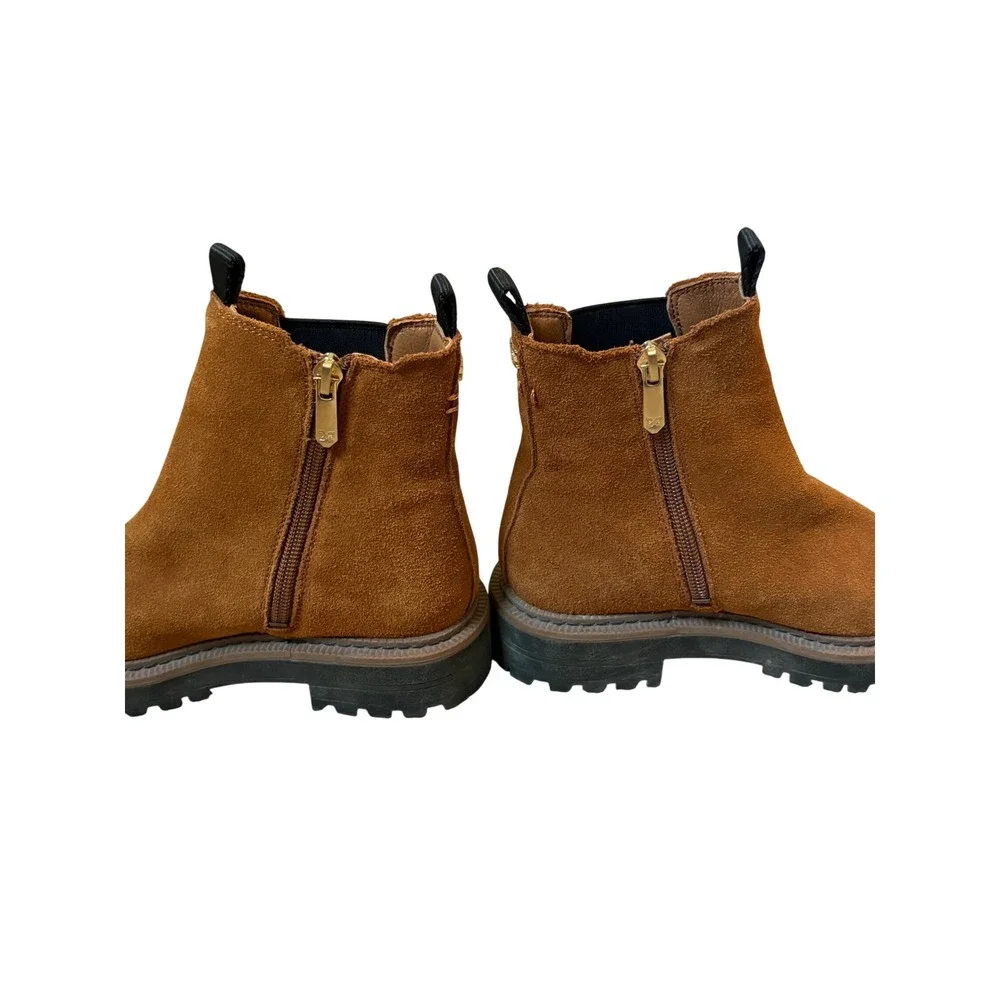 Sam Edelman Laguna Kids Suede Leather Chelsea‎ Boots Ginger Brown Lug Sole 1Y